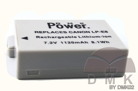 DMK Power LP-E8 Battery for Canon EOS 550D 700D Kiss X5 Rebel T3i T2i LC-E8E etc. cameras
