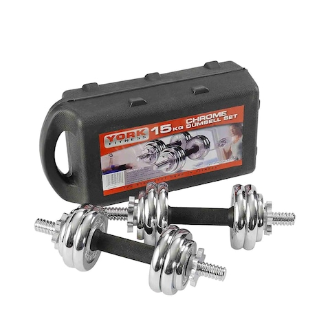 Gym Equipment York Fitness Cast Iron Dumbbell Spinlock Set Cast