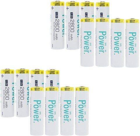 DMK POWER Rechargeable AA Batteries,2800mAh High Capacity Batteries 1.2V NiMH Low Self Discharge (16pcs)