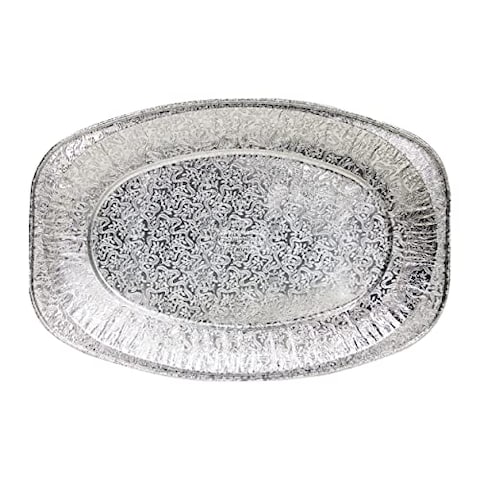 Cosmoplast Large Aluminium Platter Pack of 5, Silver, TRALPL5180P5, Aluminium Container