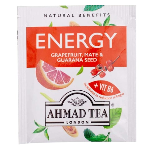 Ahmad Tea Energy-Grapefruit Mate And Guarana Seed Tea Bags 1. 5g x 20 Pieces