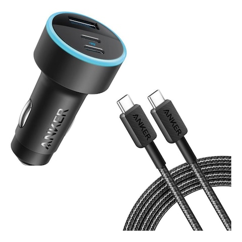 Anker 335 Car Charger With USB-C Cable And 2 USB-C 1 USB-A Ports Black 67W