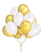 Buy The Party Popper - Gold and White Balloon Pack of 20 in UAE