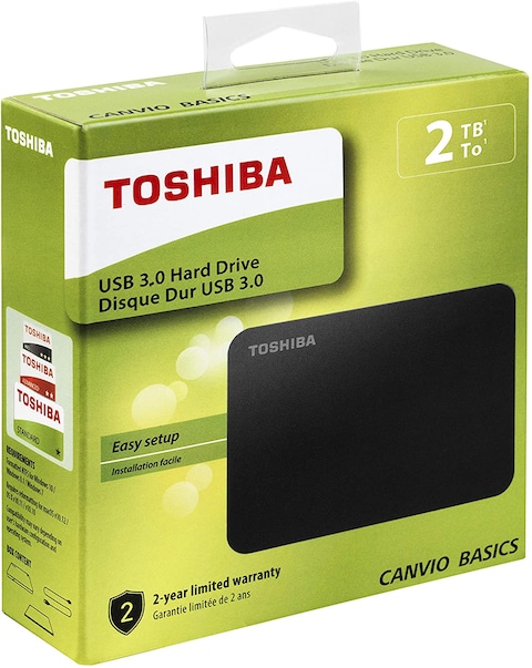 Toshiba 2TB Canvio Basics 2.5&quot; USB 3.0 Portable External Hard Drive, Black - HDTB420EK3AA