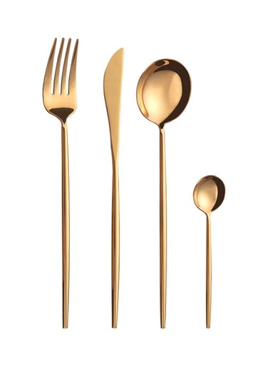 Olliwon 4-Piece Stainless Steel Cutlery Set Gold 16.5x26x3.5centimeter