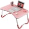 Nar Foldable Laptop Table Tray Portable Lap Desk Notebook Stand With Ipad Holder Cup Slot For Indoor Outdoor Camping Study Eating Reading Watch Movies On Couch Sofa Floor (Pink) Xjc