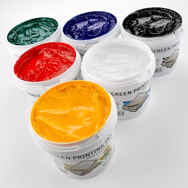Specialist Crafts  WaterBased Textile Ink Introduction Set of 6 x 1kg Tubs in Assorted Colours