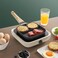 EnsoCrafts&reg; Kitchen Nonstick Egg Frying Pans Omelet Pan for Burger Eggs Ham Pancake Maker, Aluminium Alloy Fried Egg Cooker Skillet With Wood Handle Frying Pot Non-Stick Cooking Breakfast (2 Hole)
