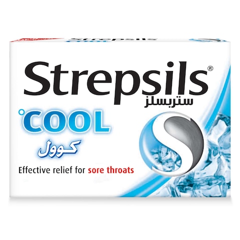 Strepsils Cool New Formulation with Cool Sensation Fast Effective Relief from Sore Throats 16 Lozenges