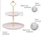 Aiwanto Ceramic Round Marble 2-Tier Dessert Tower Stand Serving Tray (White/Pink)