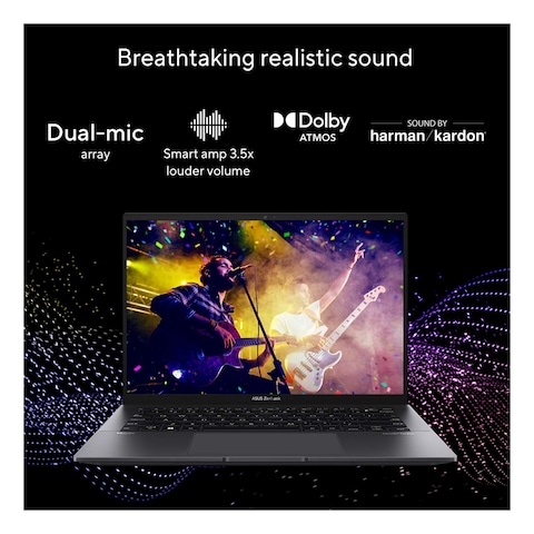 Asus Zenbook 14 OLED UM3402YA-KM766W, AMD Ryzen 5 7430U, 8GB RAM, 512GB SSD, 14-inch 2.8K OLED, Windows 11 Home, Jade Black, English/Arabic