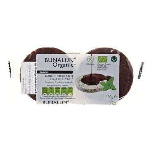 Bunalun Organic Dark Chocolate And Mint Rice Cakes 100g price in UAE ...
