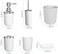 Bathroom Accessories Set 6 Piece Bath Ensemble with Smooth Surface Includes Soap Dispenser, Toothbrush Holder, Toothbrush Cup, Soap Dish for Decorative Countertop and Housewarming Gift, White
