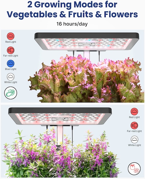 iDoo 12Pods Hydroponics Growing System, Indoor Herb Garden With LED Grow Light, Built-In Fan, Automatic Timer, Smart Garden Germination Kit, Adjustable Height Up To 11.3&quot; For Home &amp; Office