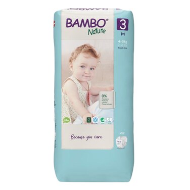Bambo Nature Diapers Size 3 52 Count 4-8kg