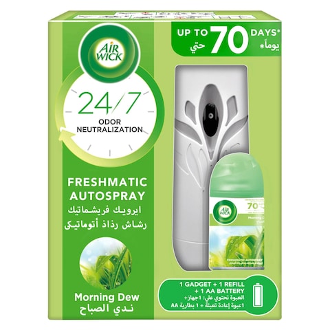 Buy Air Wick Freshmatic Morning Dew Air Freshener Clear With Kit 250ml in UAE