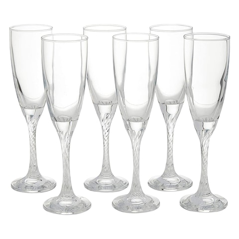 Pasabahce Twist Champagne Flute Set Clear 6 Pieces