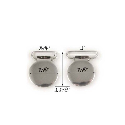 25 Round Face Metal 1&quot; Suspender/Pacifier Clips - w/Rectangle Inserts