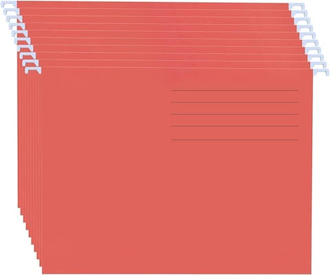 Hanging File Folders, Pack of 10 Red Suspension Files for Filing Cabinet Folders School Home Work Office Organization