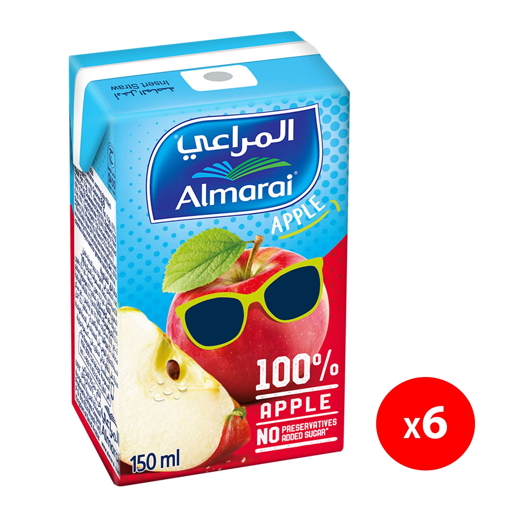 المراعي عصير تفاح 100% 140 مل عبوة من 6
