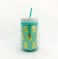 Pineapple-Shaped Drinkware Tumbler for Cold Beverages with Reusable Straw Turquoise 450ml
