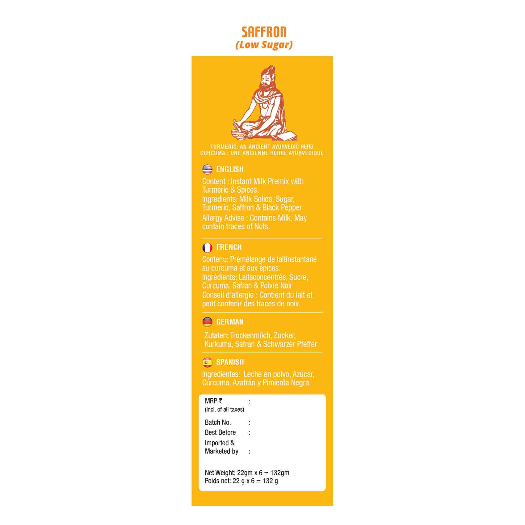 Senso Latte Mix Turmeric and Saffron 20 Gram 6 Bag product thumbnail 3