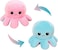 Reversible Octopus Plush, Cute Stuffed Animals, Blue+Little Pink
