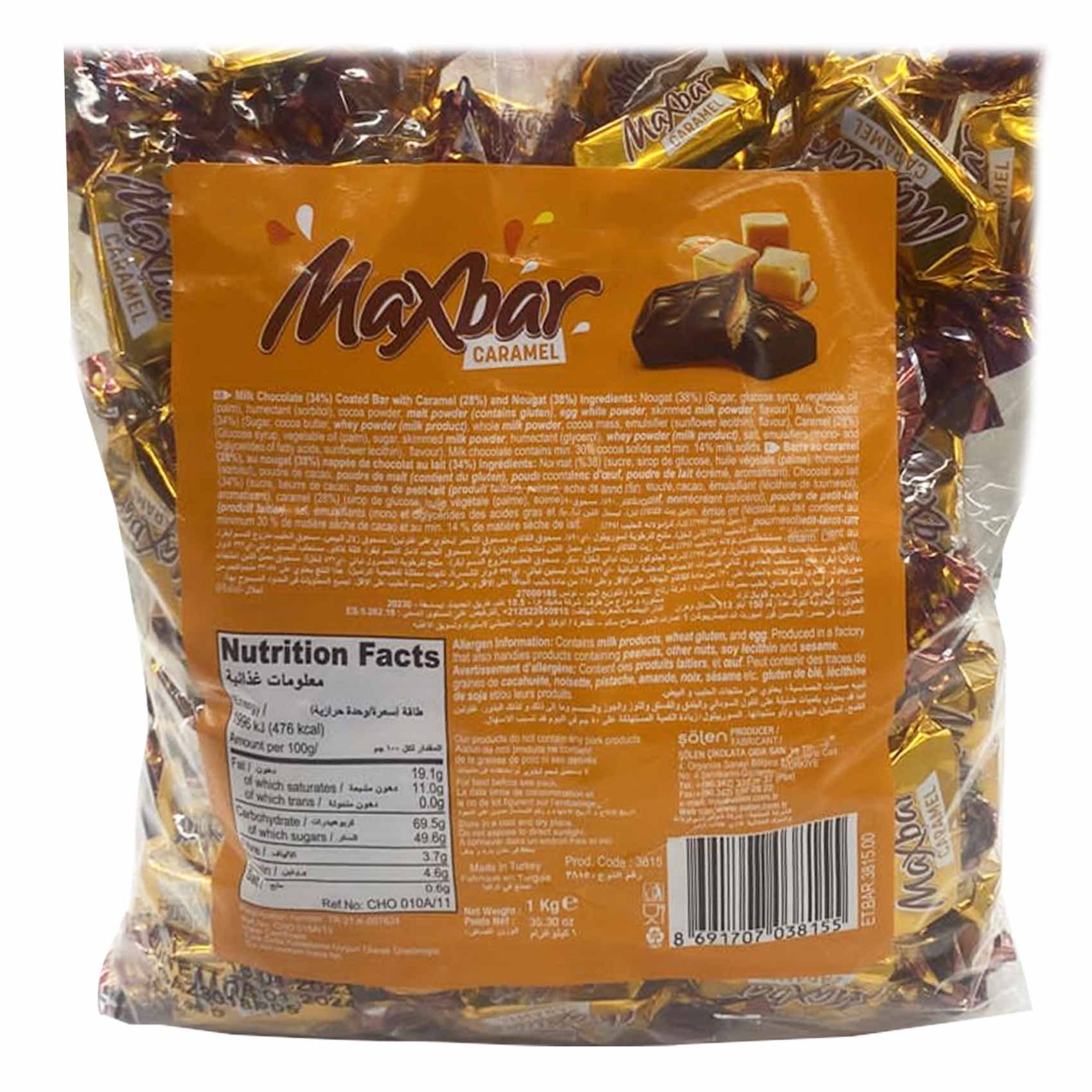Solen Maxbar Nougat Caramel Peanut Coconut Chocolate 1kg