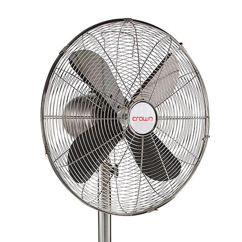 Crownline SF-402 16&quot; Stainless Steel Fan with 4 Blades, 3 Speed Control, Adjustable Oscillation, Stable Round Base, and Soft Touch Tilting Angle &ndash; 50W Power, 220-240V, 50Hz