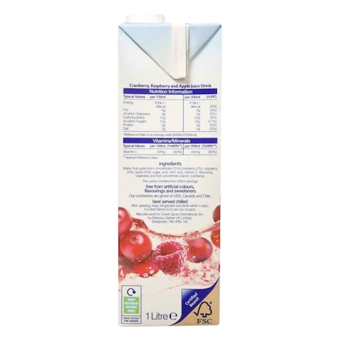 Oceanspray Cranberry And Raspberry Juice Drink 1L