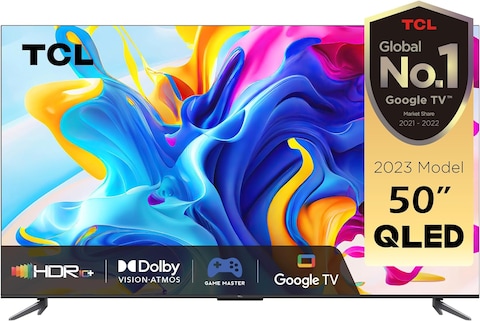 TCL 50 Inch TV QLED 4K UHD MEMC Processor 60HZ Google TV HDMI 2.1 Game Mode @15ms - 50C645 (2023 Model)