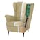 In House 2 Pieces Chair King Velvet With Two Wings And FootStool - Dark Ivory - E3