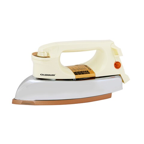 Olsenmark Automatic Dry Iron- OMDI1503/ Ironing Box with 60 Microns Nonstick Teflon Soleplate/ Comfortable Handle with Multiple Functions and Fabric Guide, Temperature Setting Dial/ Suitable