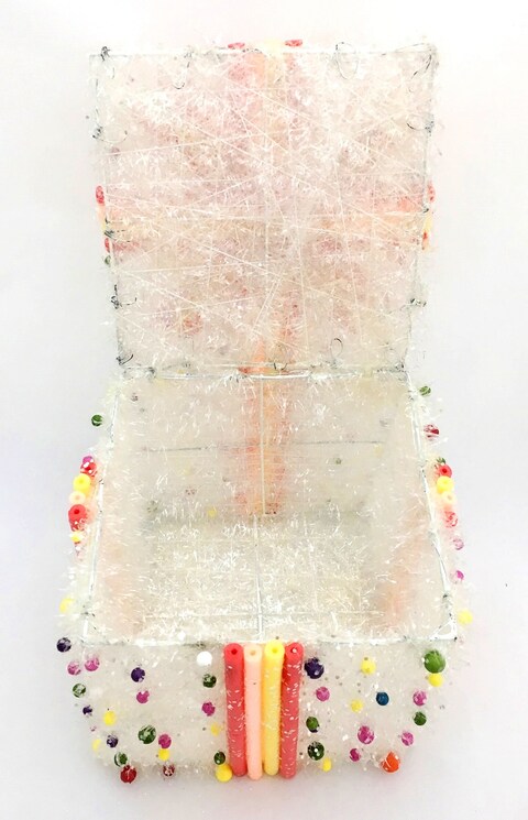 Colorful Gift Box with Warm LED Fairy Lights Openable Top Cover 25x21cm