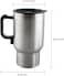 Fitto 12V Car Heating Cup, Heated Mug, 450ml, Stainless Steel, Travel, Electric Coffee Cup, Insulated Thermos Mug