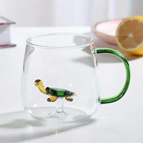 1CHASE&reg; Borosilicate Three-Dimensional Coffee Cup with Handle 300 ML (Tortoise)