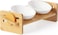 Vsell24 Elevated Cat Ceramic Bowls Adjustable Wooden Raised Pet Feeding Stand 4 Level Tilted Water Stand Feeder Set For Cats Kitten Puppies And Small Dogs With 2 Ceramic Bowls