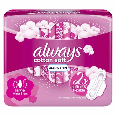Always Ultra Thin Cotton Soft Large Sanitary Pads - 8 Pads