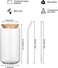 1CHASE&reg; Borosilicate Glass Mason Jar With Bamboo Lid, Glass Straw and Cleaning Brush, Can Shaped Glass Cups, For Iced Tea, Coffee, Latte, Juices, Beer, Cocktail, Set of 2, 550ML&hellip;