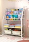 Kid Bookshelf Children's Book Rack Organizer Iron Children's Toy Storage Rack with 2 Storage Box for Playroom Bedroom Living Room