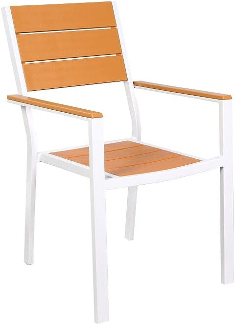 LANNY Set of 6 Armchairs Bundle with 1 Table Plastic Top Metal Leg for Garden,Balcony,Kitchen