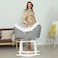 Teknum Infant Wicker Pod Moses Basket with White Waffle Beddings &amp; White Rocker Stand - Wooden Grey