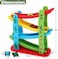 Wooden Car Ramp Racer Toy, Race Track Car Games with 4 Small Racers,Tabletop Montessori Toys for Kids Boys Girls Gifts