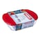 Pyrex Cook &amp; Store Borosilicate Glass Rectangular Food Container With Lid Red And Clear 1.1L+2.5L 2 PCS