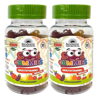 Sunshine Nutrition Multivitamins+Minerals Dietary Supplement 60 Cool Gummies Pack of 2