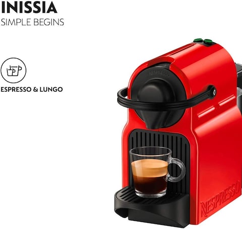 Nespresso Inissia C40, Red, Bundle Coffee Machine