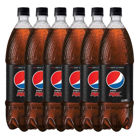 Pepsi Max Cola Soft Drink 1.25L x Pack of 6