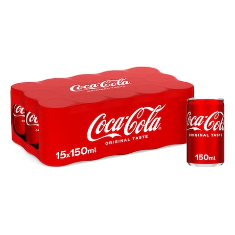 Coca-Cola Original Taste Carbonated Soft Drink Can 150ml Pack of 15