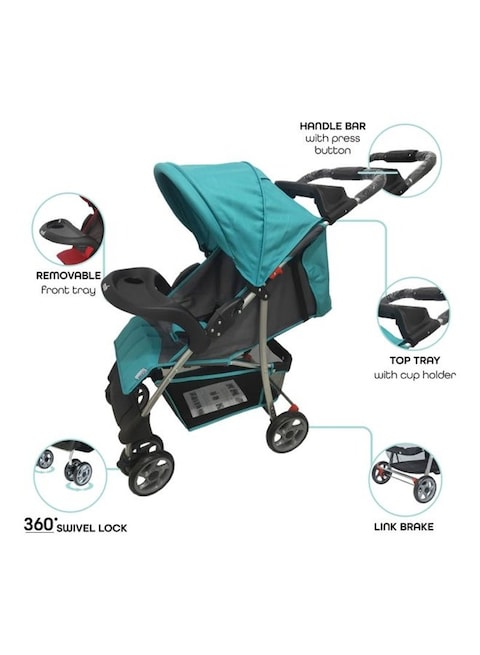 Moon Trek One Fold Stroller, Sea Blue
