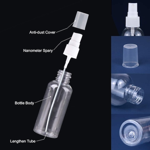 12 Pack 50ml Plastic Spray Bottles Empty Bottles Plastic Spray Clear Empty Fine Mist Plastic Mini Travel Bottle Set Bottles Refillable Liquid Containers